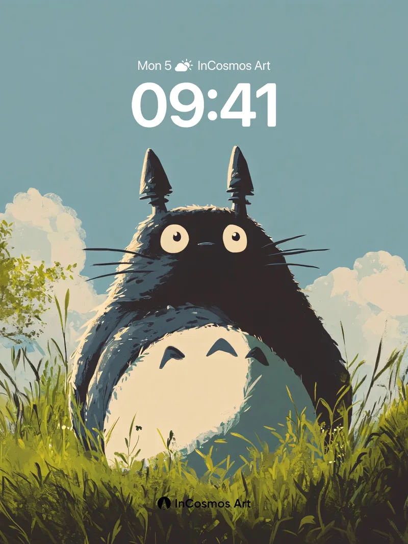 Whispering Grass Wallpaper with Totoro's Gaze