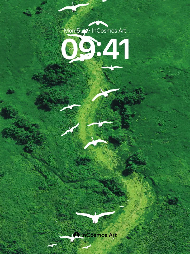 Serenity Flight Wallpaper with Green Vein Path