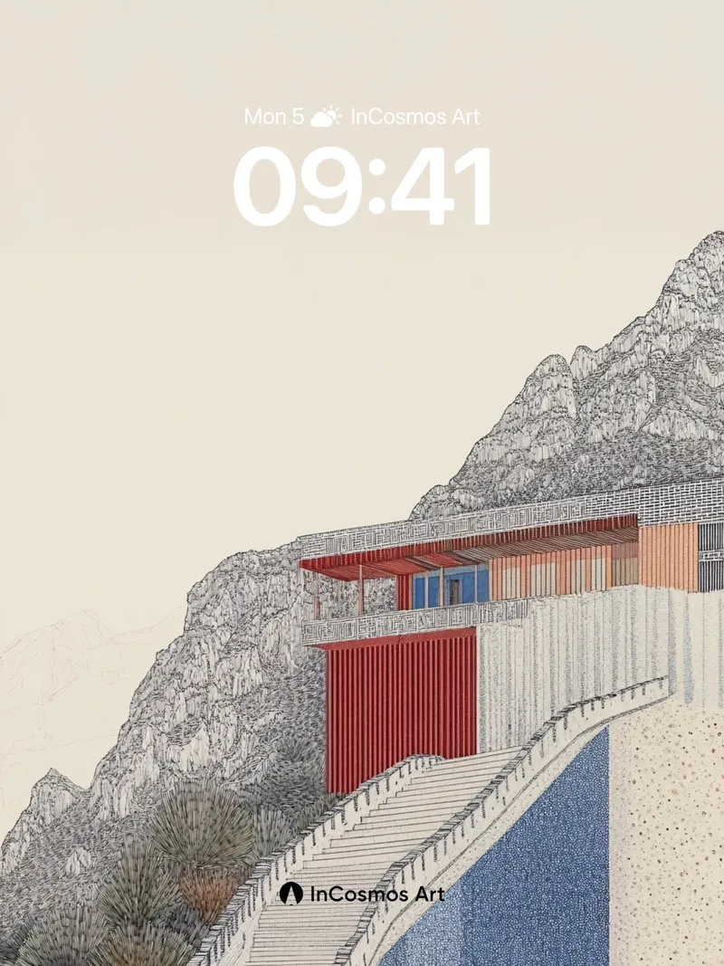 Stone Silence Wallpaper with Red Horizon