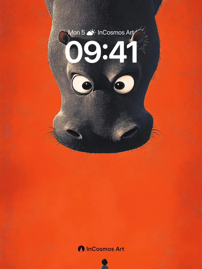 Surreal Gaze Wallpaper with Floating Hippo
