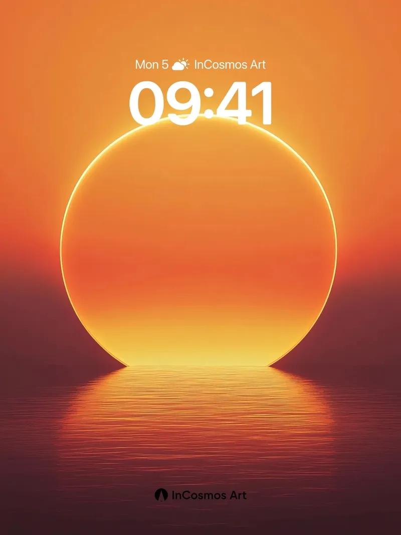 Serenity Horizon Wallpaper with Golden Orb