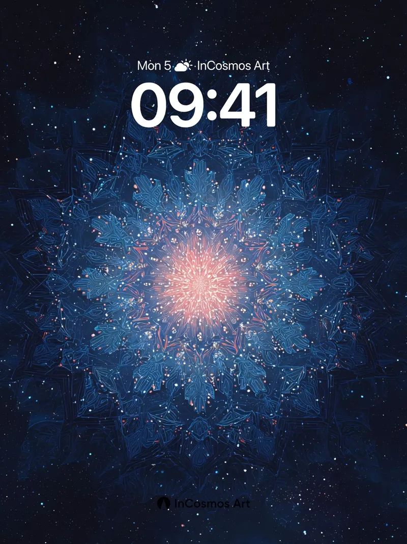 Cosmic Mandala Wallpaper with Starlight Veins