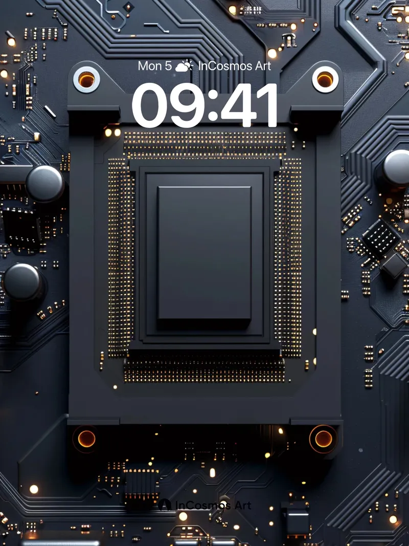 Circuit Pulse Wallpaper with Golden Veins