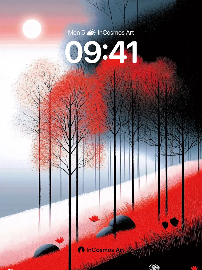 Crimson Echo Wallpaper with Midnight Silhouettes