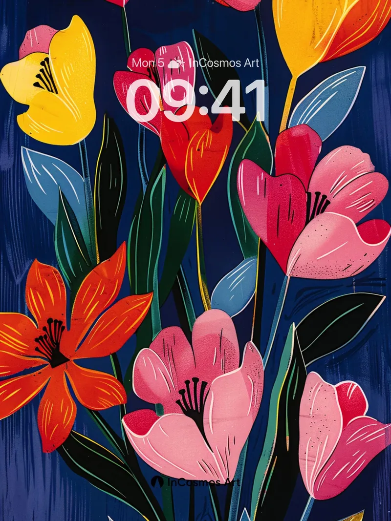 Velvet Bloom Wallpaper with Painted Petals