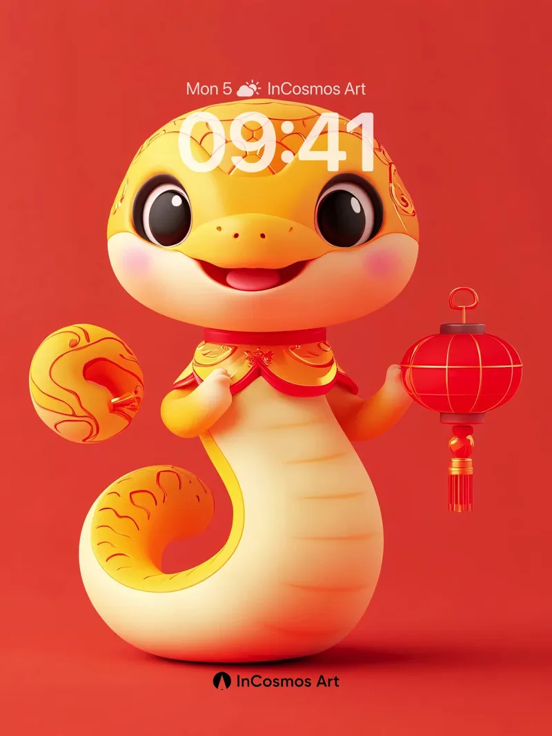 Playful Serpent Wallpaper with Lantern Glow