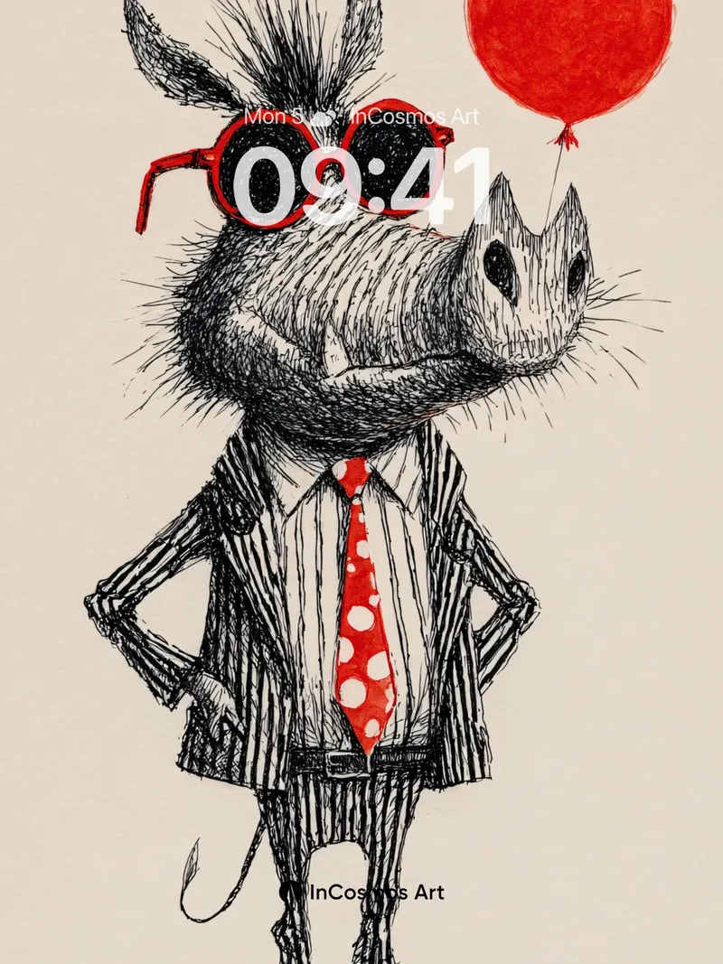 Playful Porcupine Wallpaper with Red Balloon