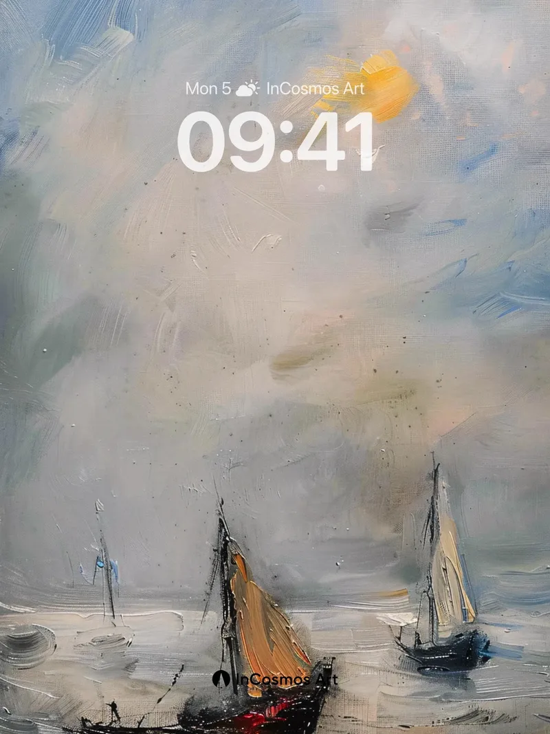 Storm-Lit Sail Wallpaper with Weathered Canvas