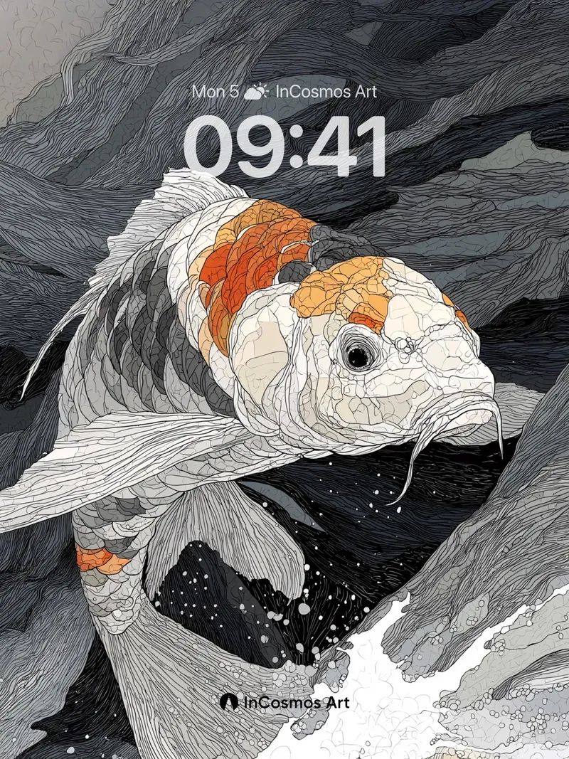Silent Koi Wallpaper with Ink-Flow Texture