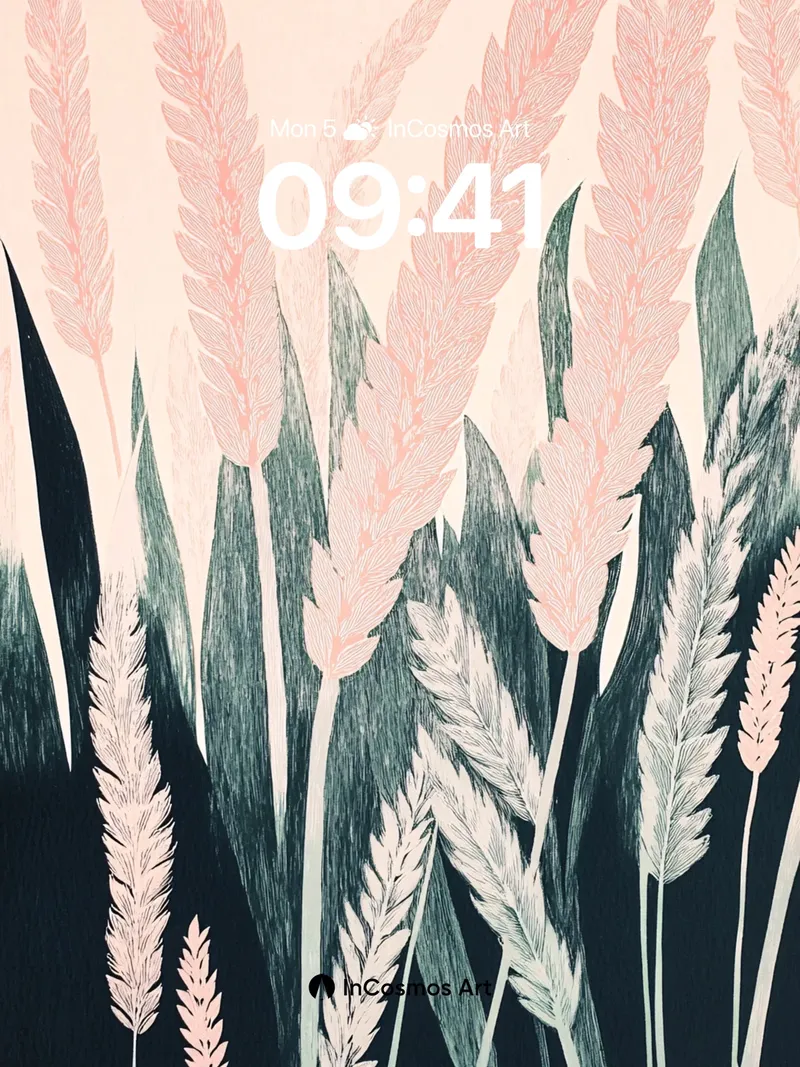 Serenity Grass Wallpaper with Whispering Feathers