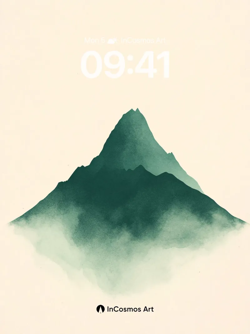 Mist-Crowned Mountain Wallpaper in Ink Wash