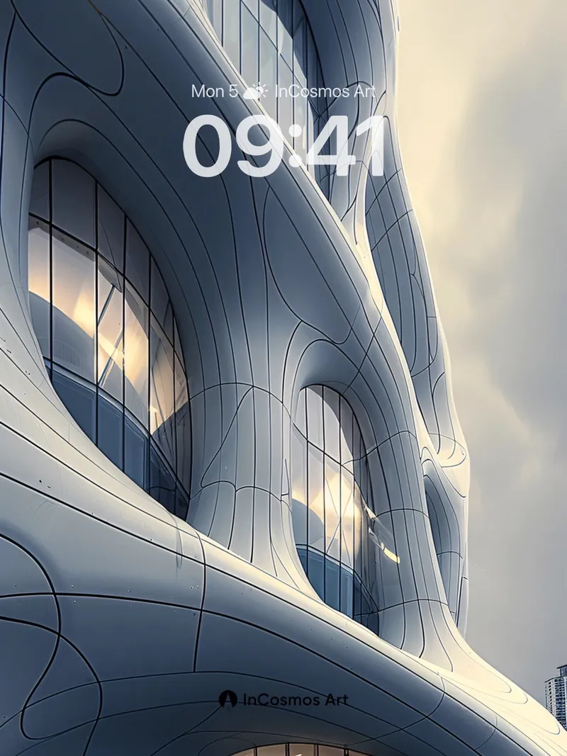 Futurist Wave Wallpaper with Liquid Light