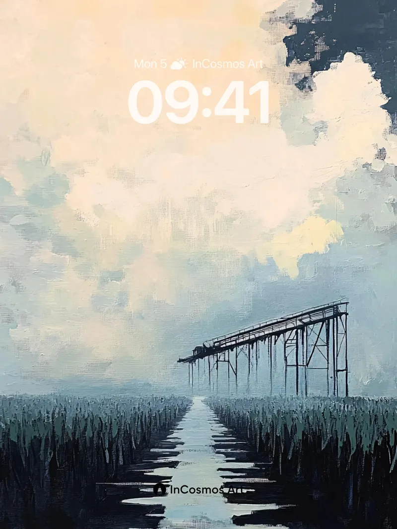 Serenity Bridge Wallpaper with Misty Reflections