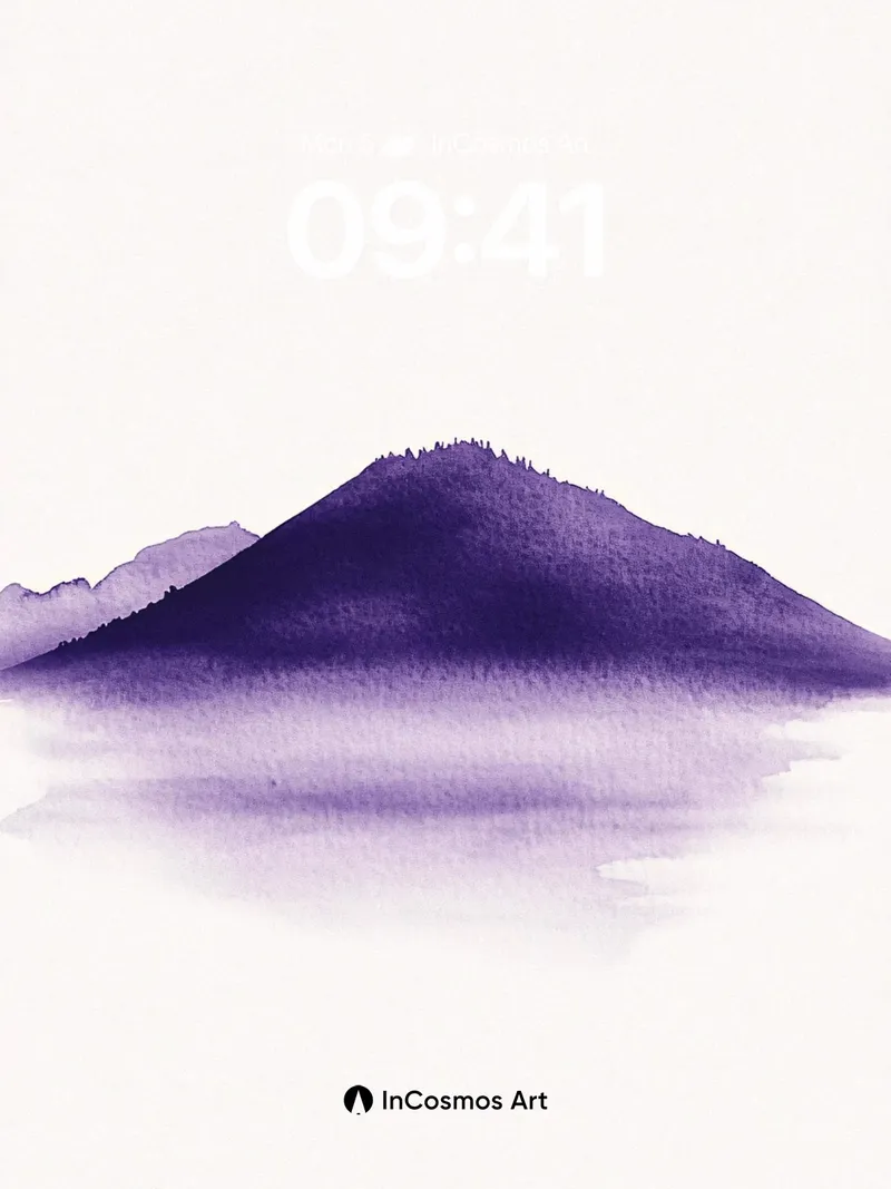 Mist Veil Wallpaper with Purple Peaks