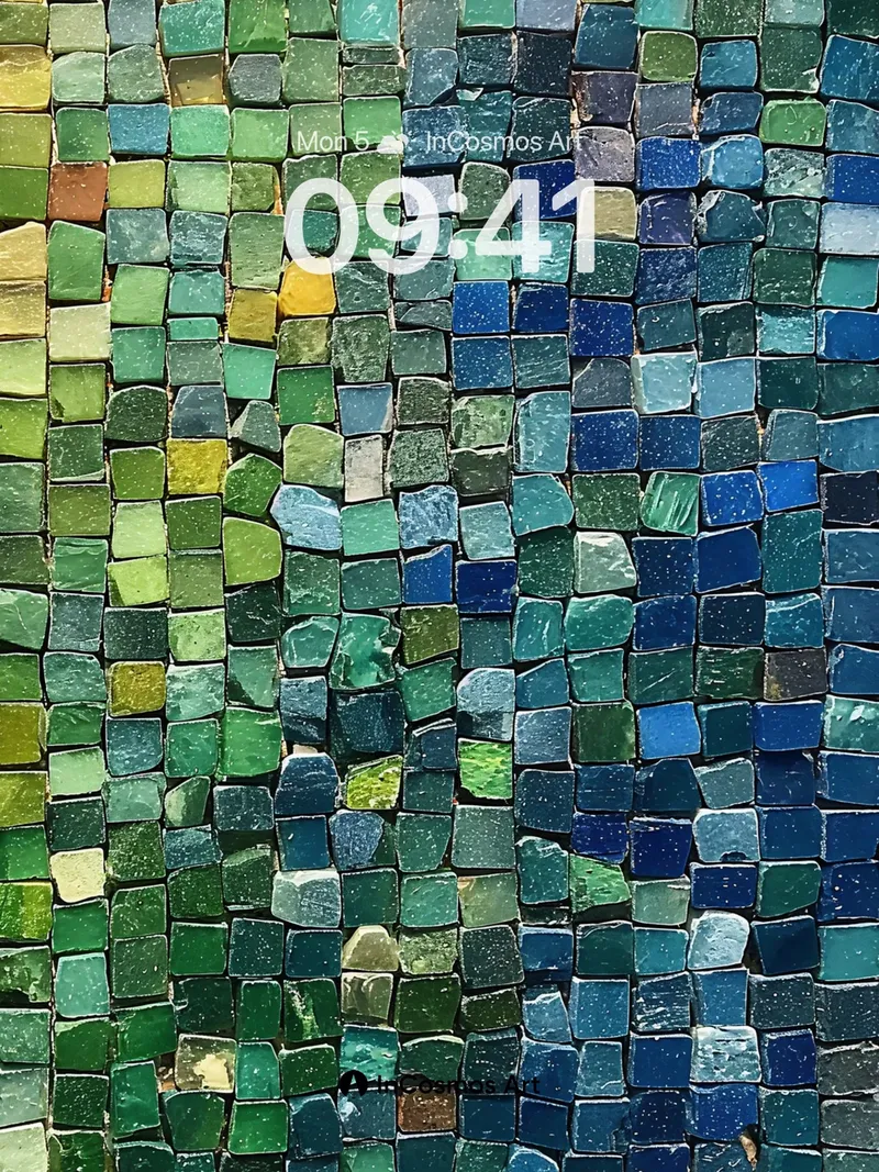 Emerald Current Wallpaper with Glass Mosaic Depth