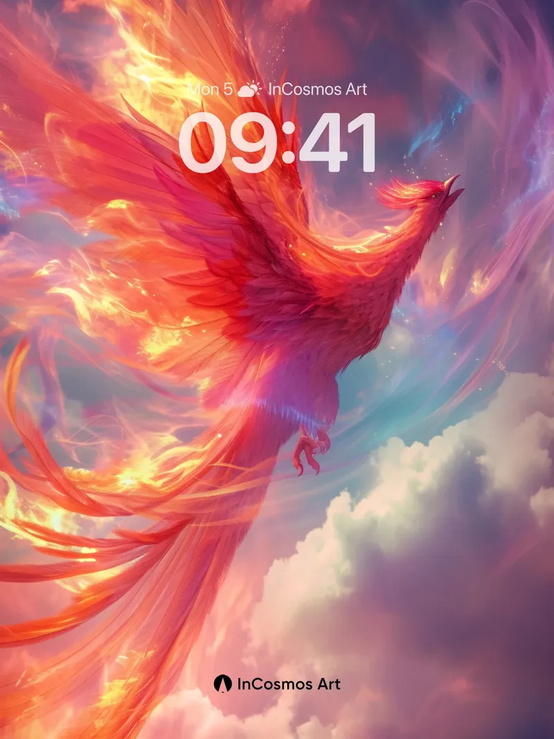Phoenix Flame Wallpaper with Ethereal Wings