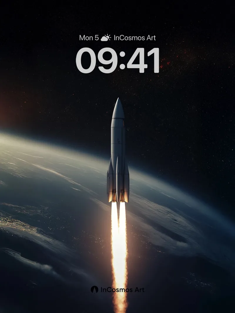 Cosmic Ascent Wallpaper with Fiery Trail