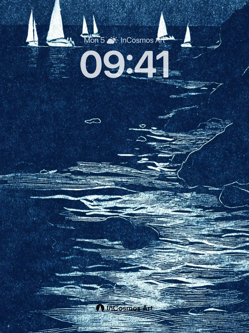 Silent Sail Wallpaper with Moonlit Ripples