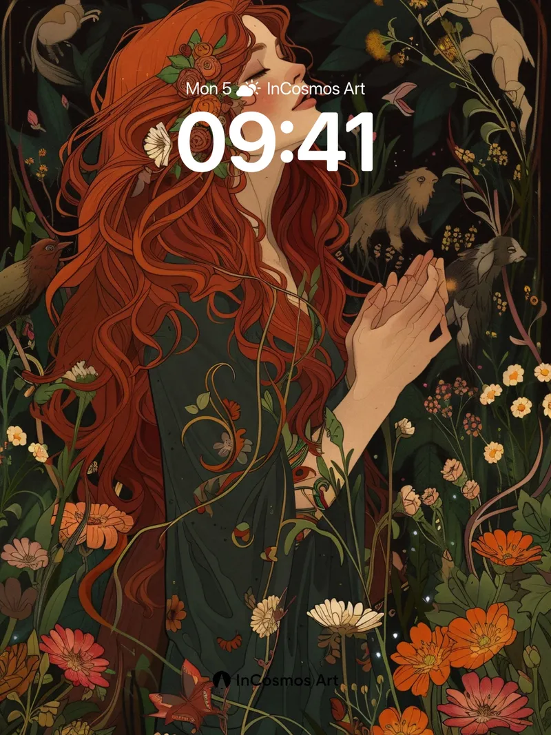 Whispering Bloom Wallpaper with Enchanted Hair