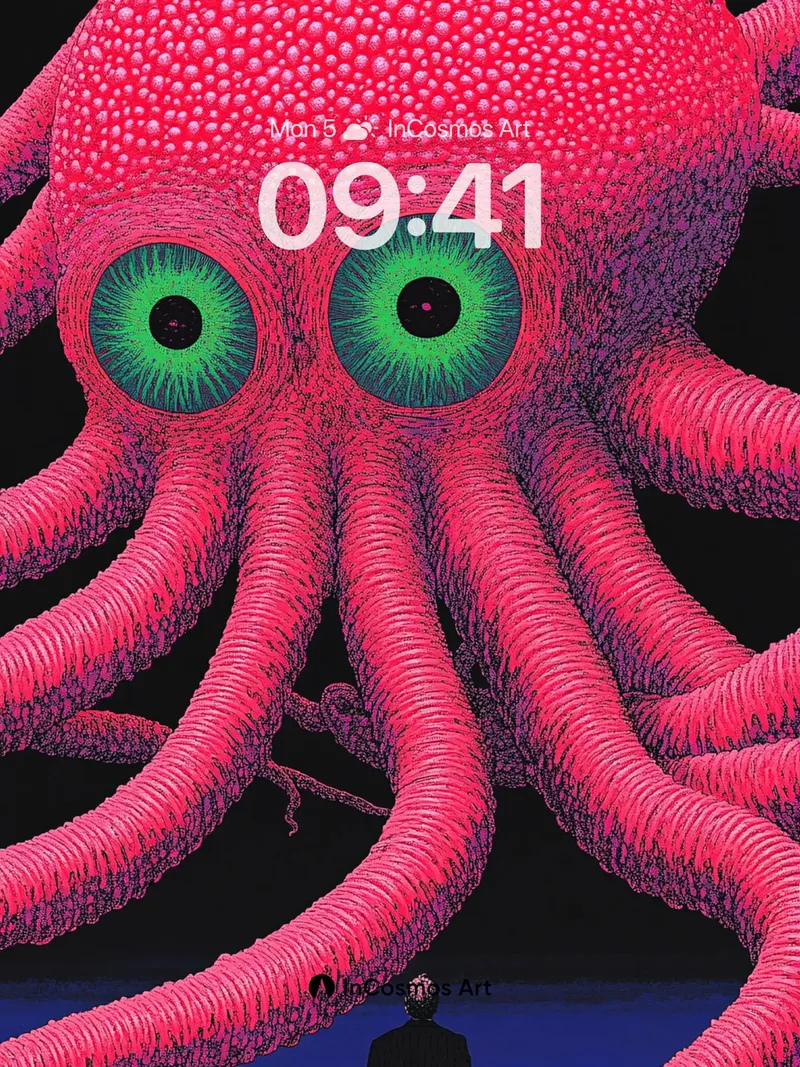 Cosmic Gaze Wallpaper with Giant Octopus Eyes