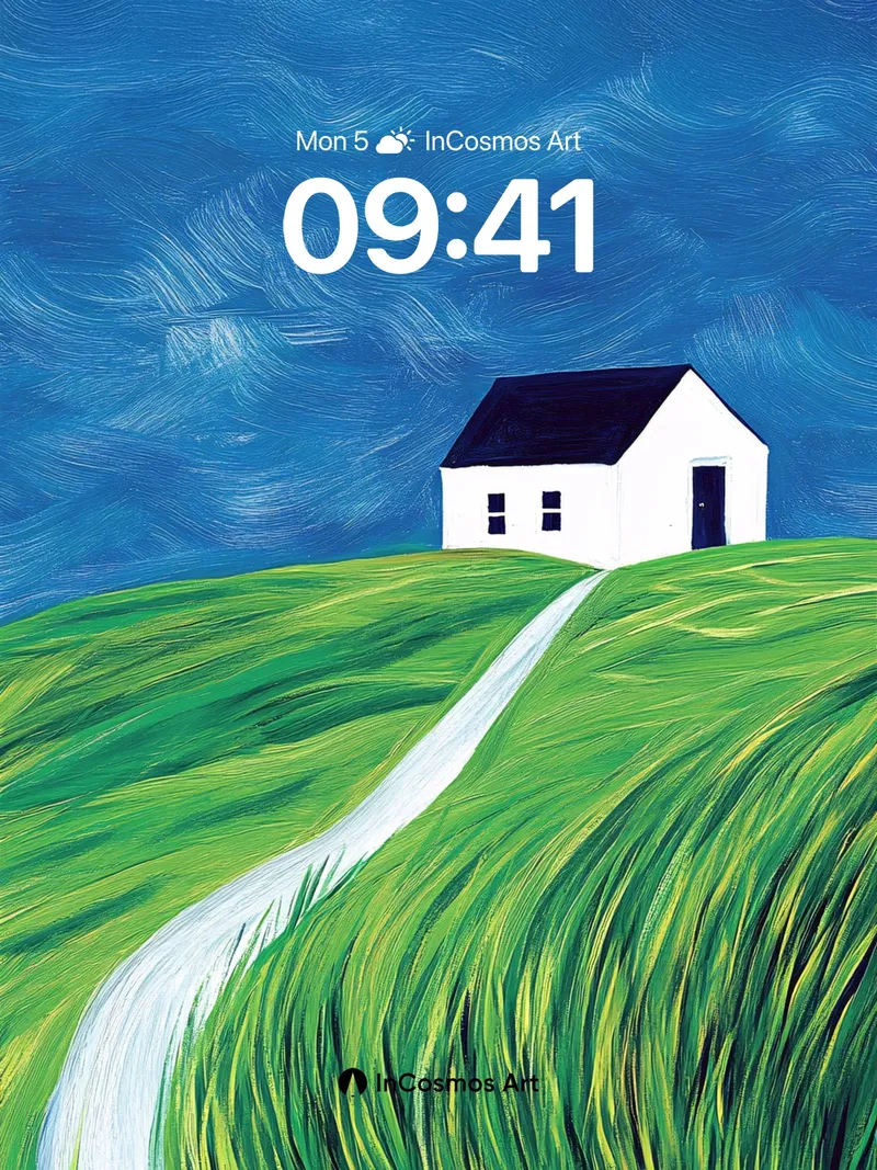 Whispering Hills Wallpaper with Van Gogh Sky