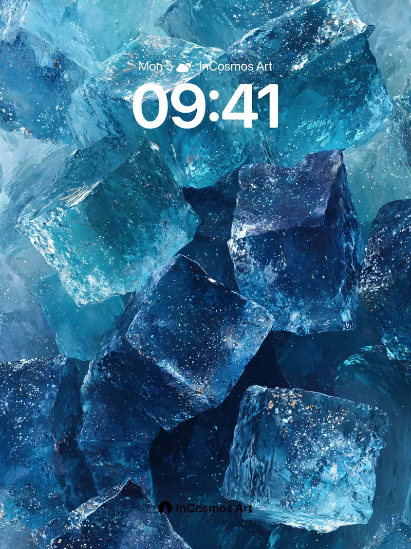 Crystal Frost Wallpaper with Deep Blue Veins