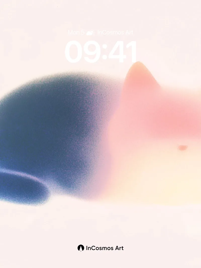 Serenity Haze Wallpaper with Soft Gradient Cat