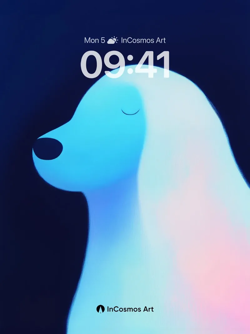 Serene Gradient Dog Wallpaper with Ethereal Light