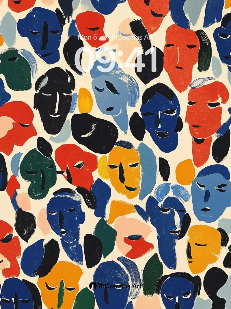 Playful Mask Parade Wallpaper with Cubist Energy