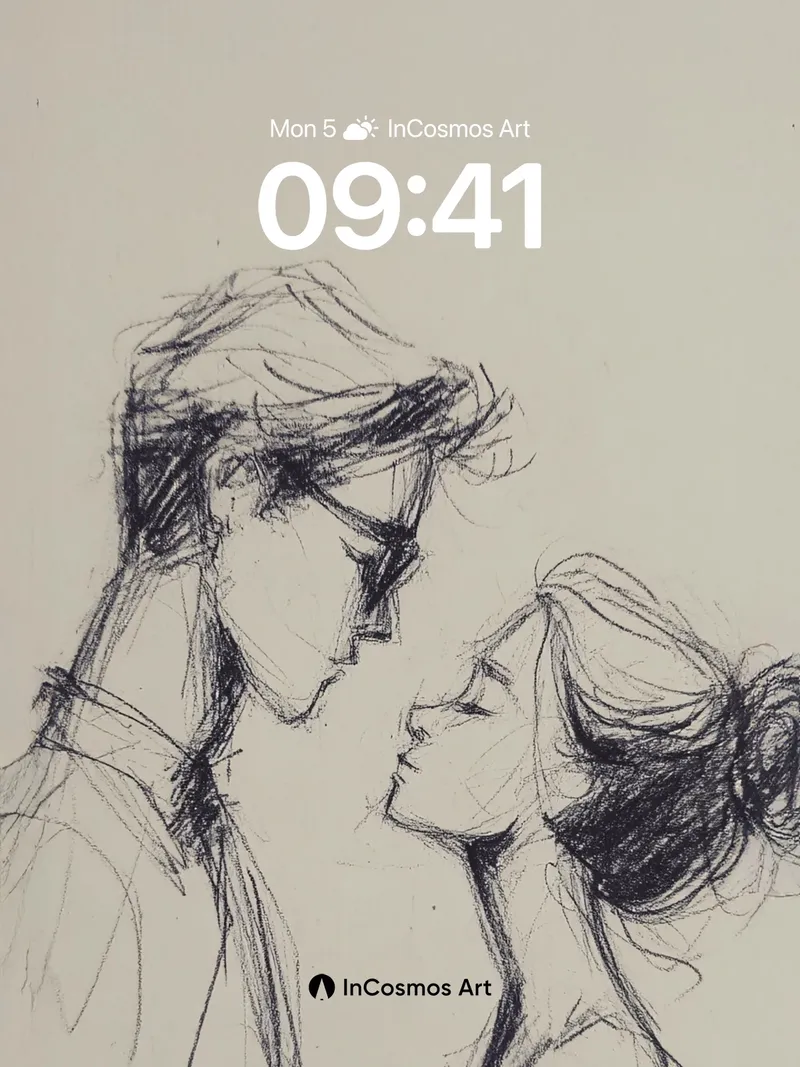 Whispering Lines Wallpaper with Intimate Gaze