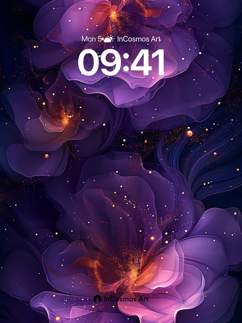Cosmic Bloom Wallpaper with Starlit Petals