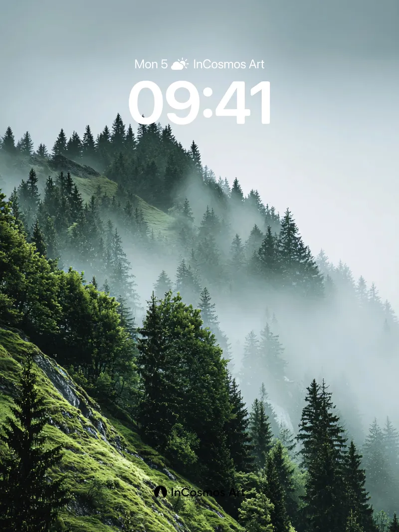 Mist-Swathed Mountain Wallpaper with Emerald Veil