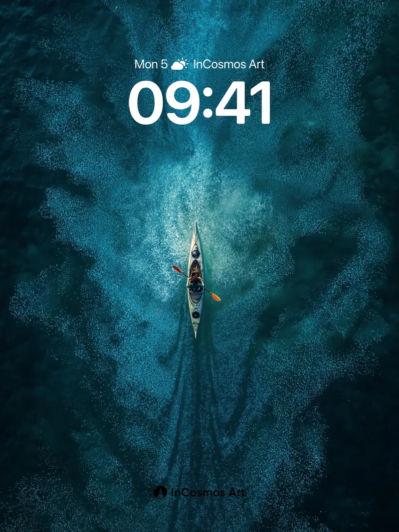 Serenity Kayak Wallpaper with Deep Ocean Veins