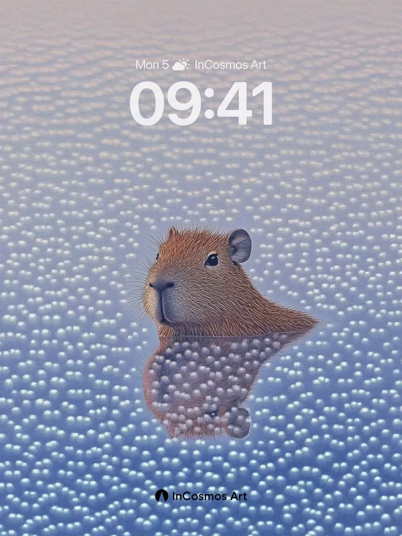 Surreal Float Wallpaper with Polka-Dot Sea