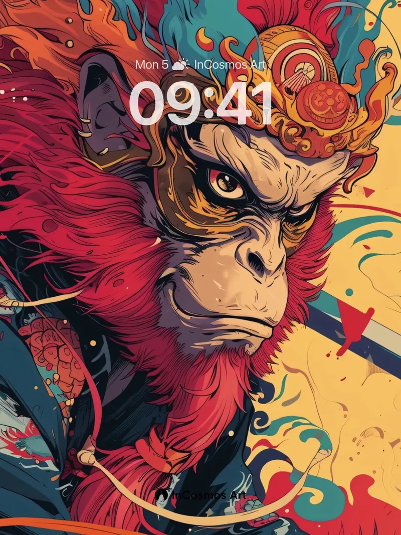 Fiery Monkey King Wallpaper with Mythic Crown