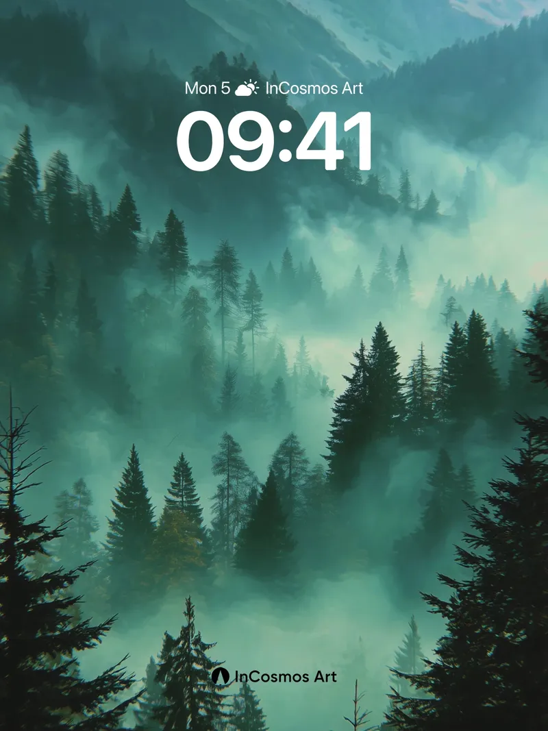 Mist-veiled Forest Wallpaper with Whispering Pines