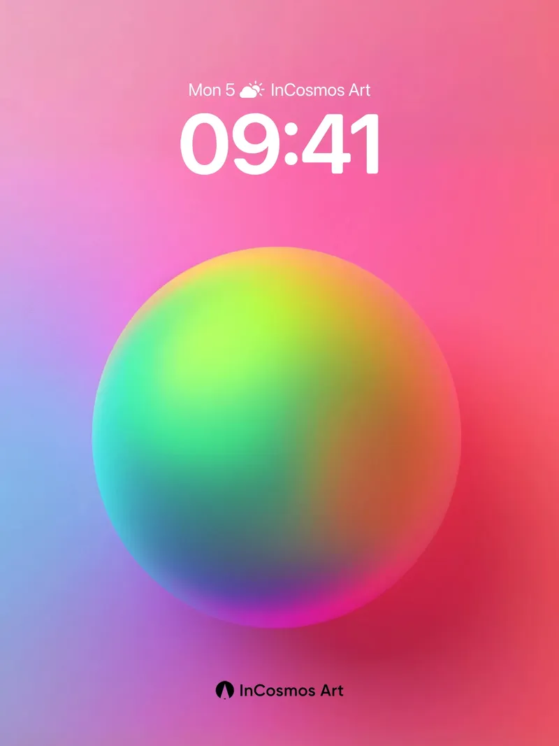 Luminous Gradient Wallpaper with Rainbow Sphere