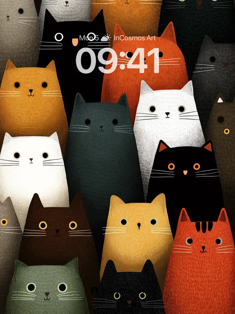 Whispering Feline Wallpaper with Knit Texture