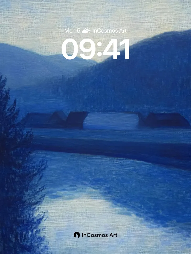 Sapphire Hush Wallpaper with Whispering Peaks