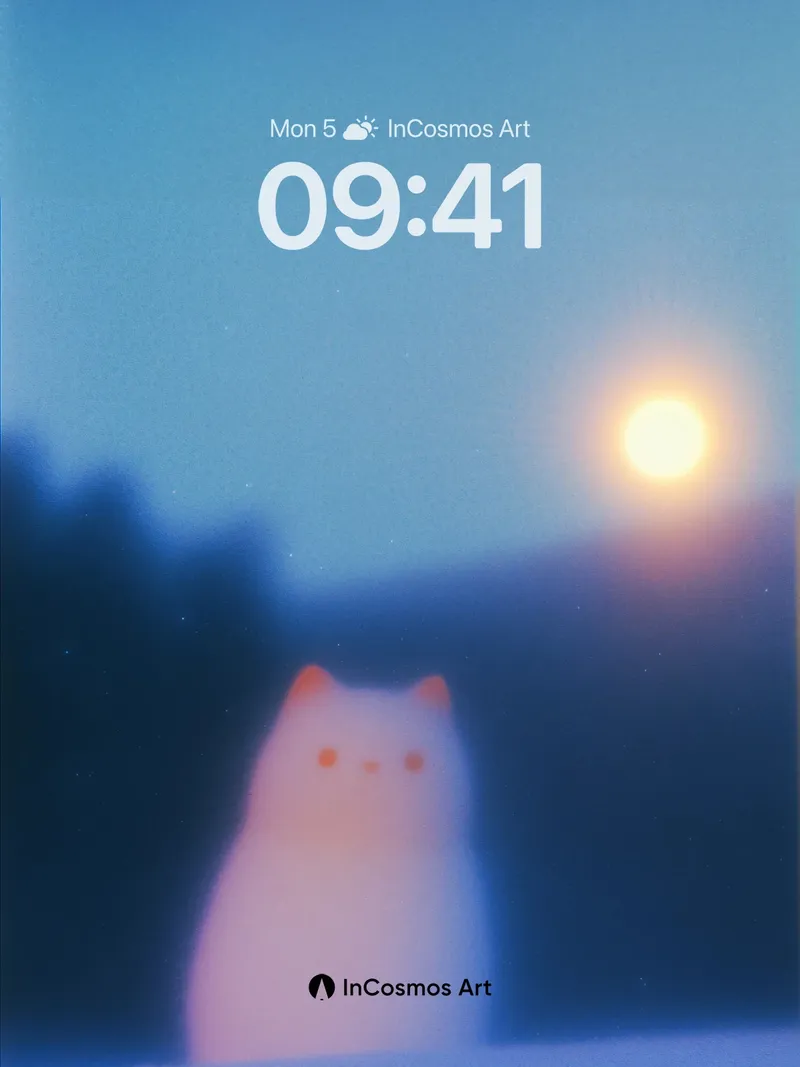 Serenity Snowcat Wallpaper with Lunar Glow