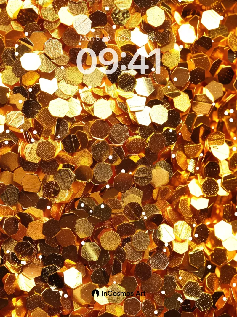 Golden Hexagon Glow Wallpaper with Luminous Depth
