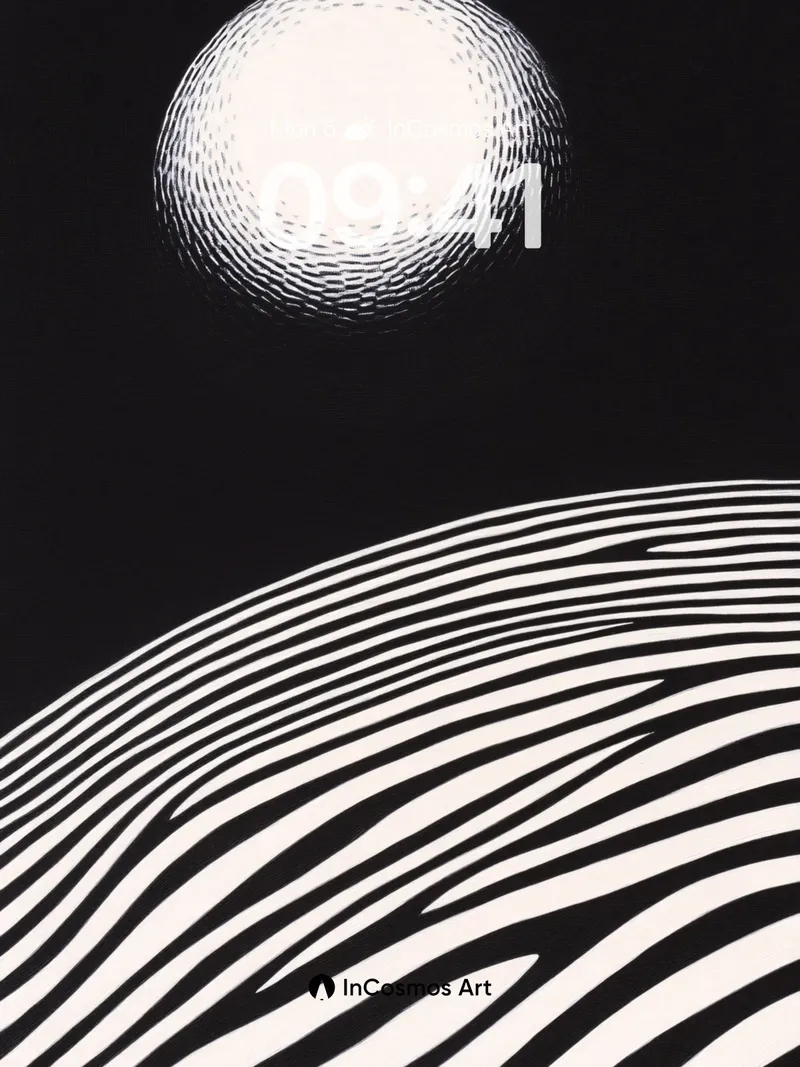 Lunar Echo Wallpaper with Woven Lines