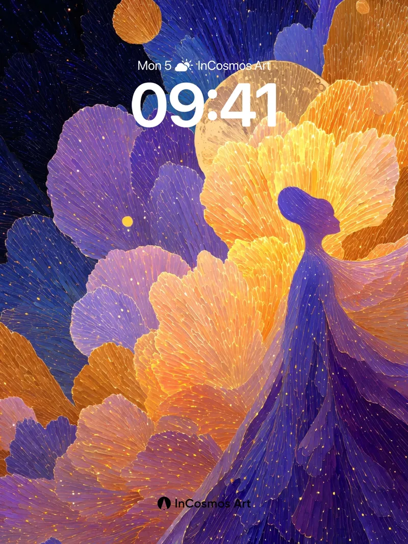 Celestial Bloom Wallpaper with Starlit Veil