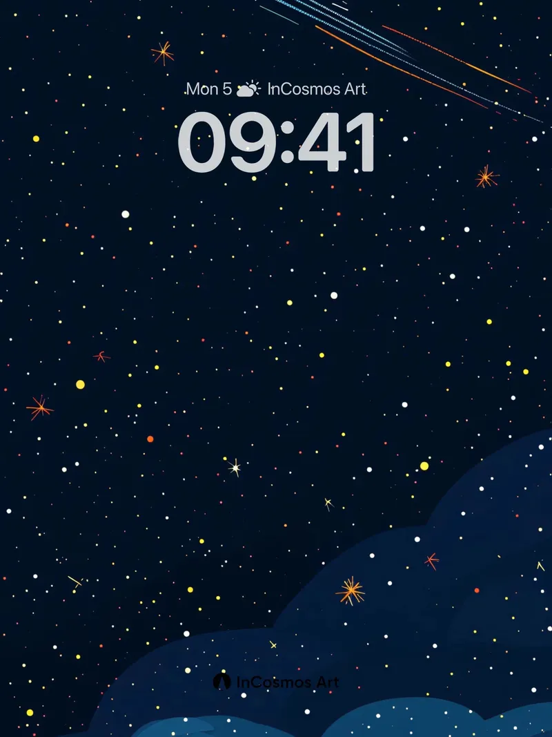 Starry Nightfall Wallpaper with Shooting Star Trail