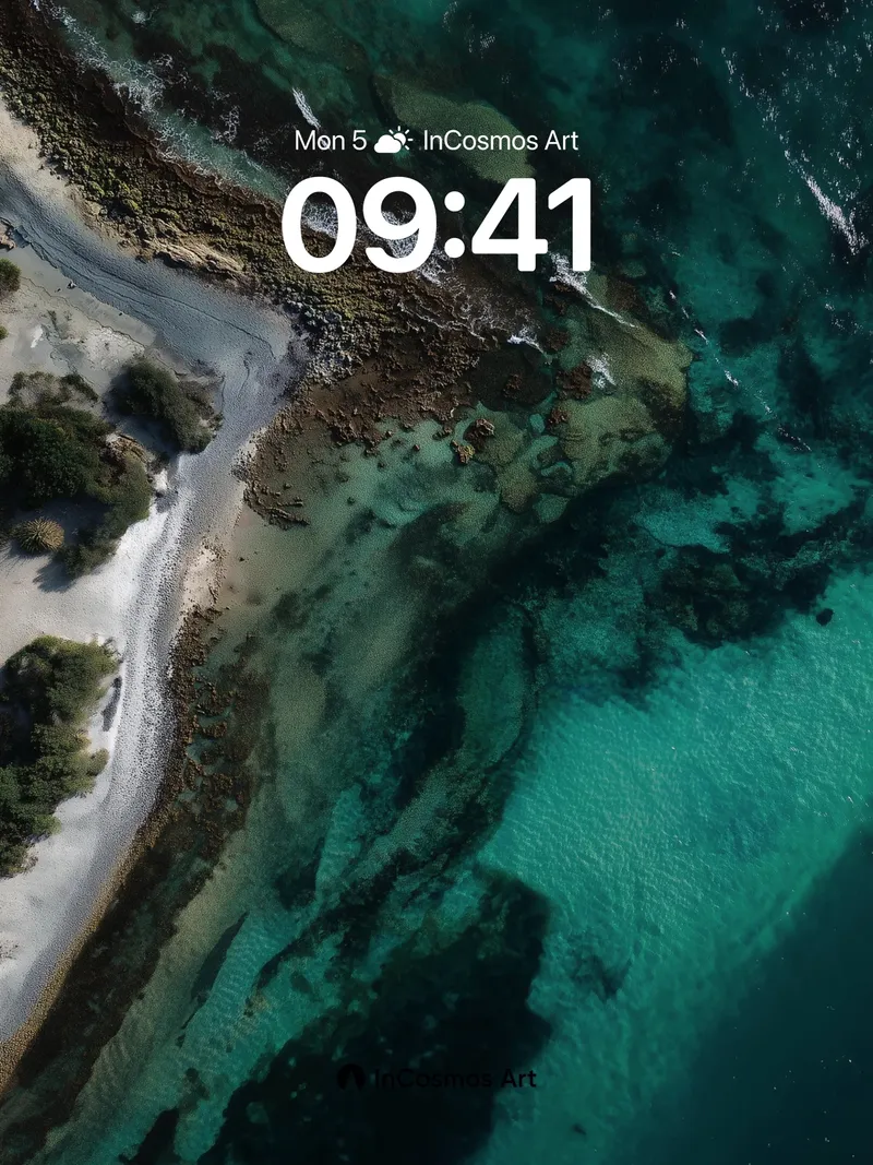 Turquoise Edge Wallpaper with Coastal Whispers