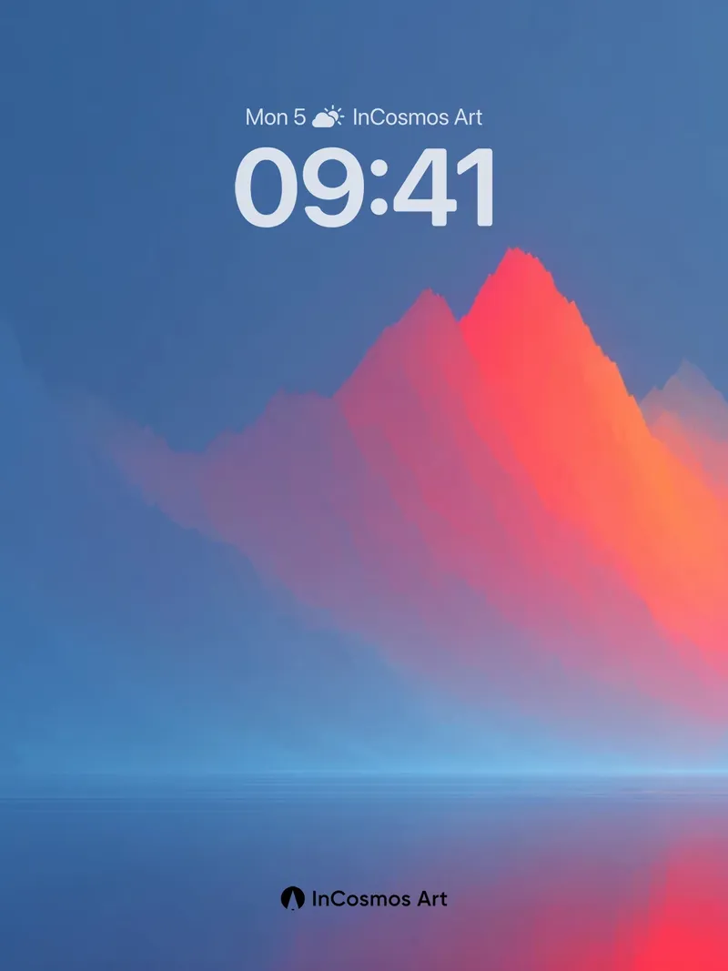 Crimson Mirage Wallpaper with Floating Peaks