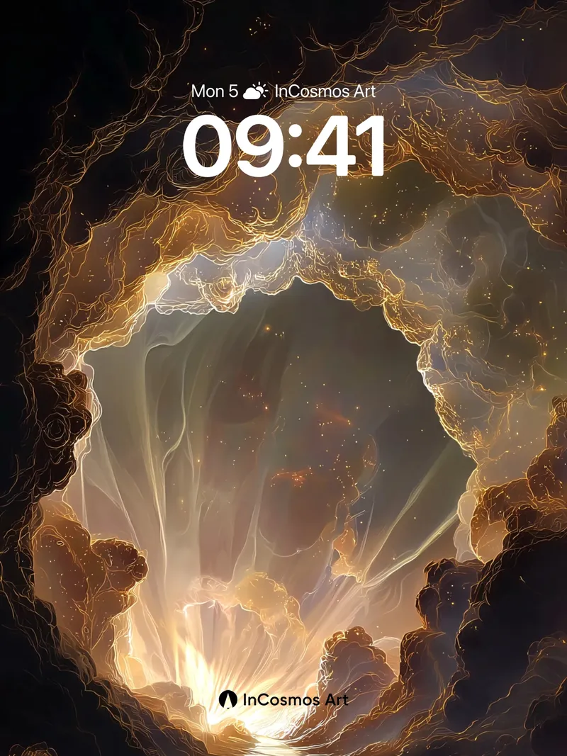 Golden Veil Wallpaper with Celestial Rift