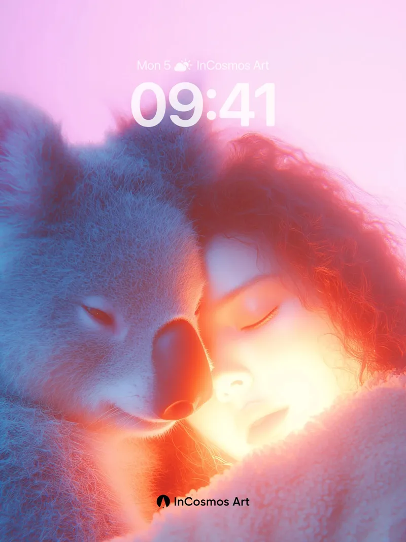 Serene Embrace Wallpaper with Koala and Dreamer