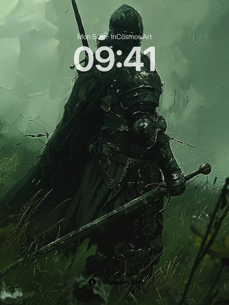 Shadowed Knight Wallpaper with Mist-Clad Steel