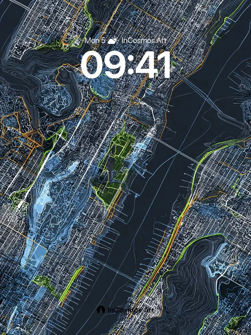 Neon Grid Wallpaper with Midnight Rivers